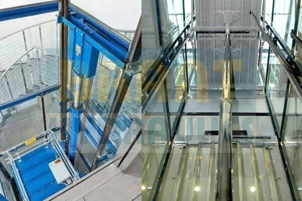 Hydraulic elevator cylinder in use